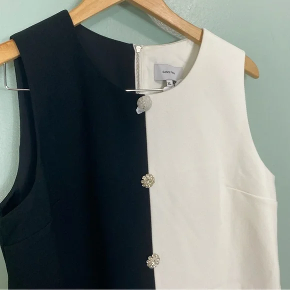 Sans Faff Monochrome Muse Mini Dress Black White Embellished XL - Picture 4 of 9